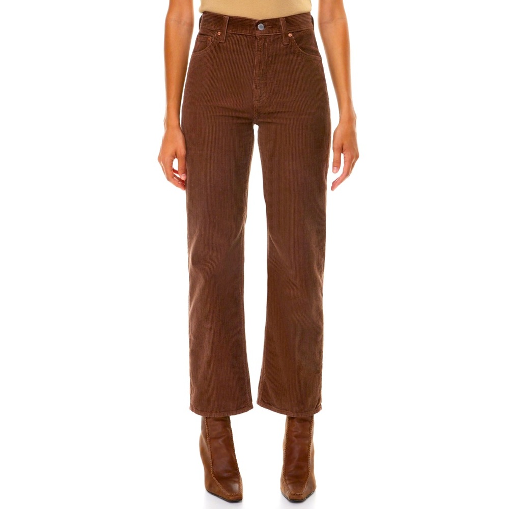 NEW Aritzia Denim Forum High Rise Wide Corduroy BrownJean Size 25